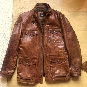 Hugo Boss Brown Leather Jacket
